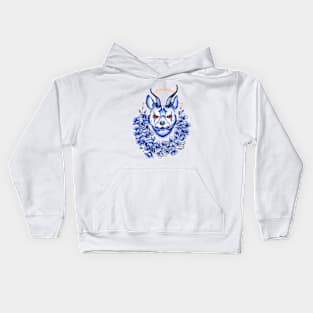 calygreyhound in blue, cat with antlers Kids Hoodie